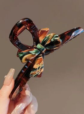 Acrylic Oil Painting Bow Hair Claw for Women High tail Hair