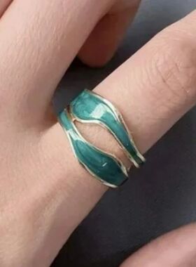 Adjustable Open Ring for Women - Elegant Enamel Irregular Ge