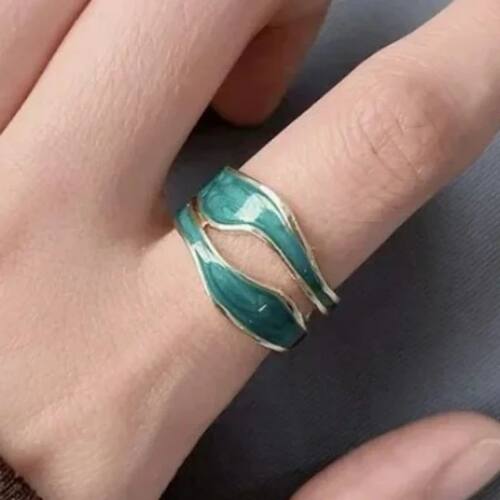 Adjustable Open Ring for Women - Elegant Enamel Irregular Ge