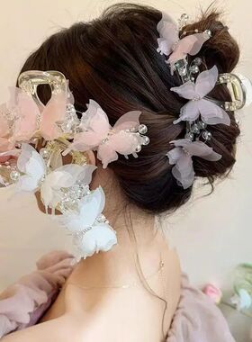 Sweet Net Yarn Butterfly Hair Claws for Women Girls Elegant