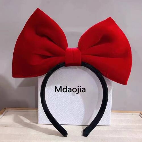 Large Red Velvet Bow Headband Girls Big Size Soft Bowknot Ha
