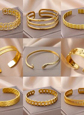 Snake Bangle Bracelet For Women Stainless Steel Opening Gold