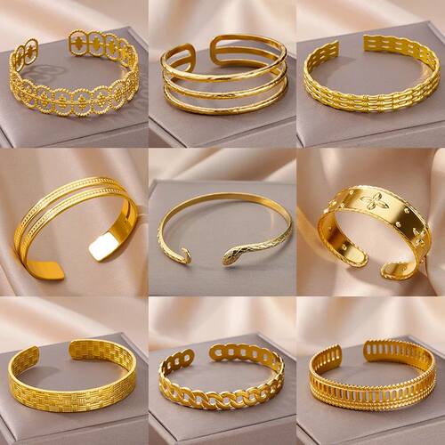 Snake Bangle Bracelet For Women Stainless Steel Opening Gold
