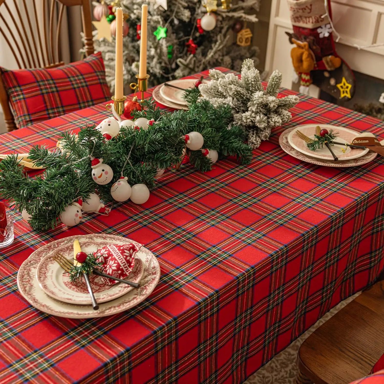 Christmas Checkered Tablecloth Rectangular - Red Buffalo Pla