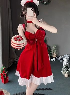 Winter Bow Princess Red Velvet Dress Cute Sweet Christmas Co