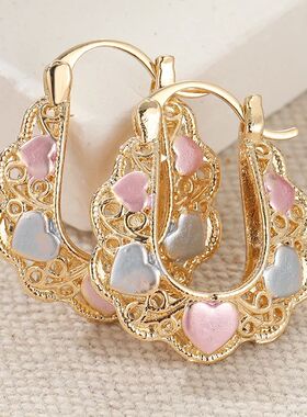 cate Fashion Gold Color Metal Hollow Geometry Carving Multic