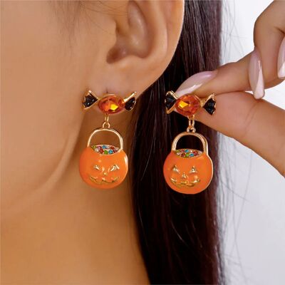 1 Pair Halloween Hoilday Ca Pumpkin Basket Drop Earrings for
