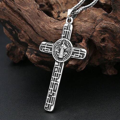 Vintage Stainless Steel Catholic  Cross Necklace For Men Wom