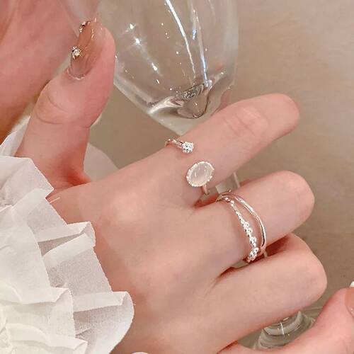 Simple Fashion Silver Color Metal Ring for Women Girls Vinta