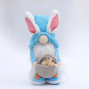 Easter Bunny Gnome Decor Creative Rabbit Statue for Desk Tab