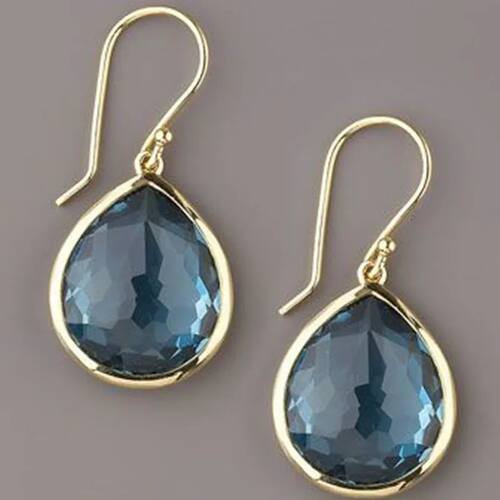 ndy Water Drop Sea Blue Zircon Stones Earrings Exquisite Gol
