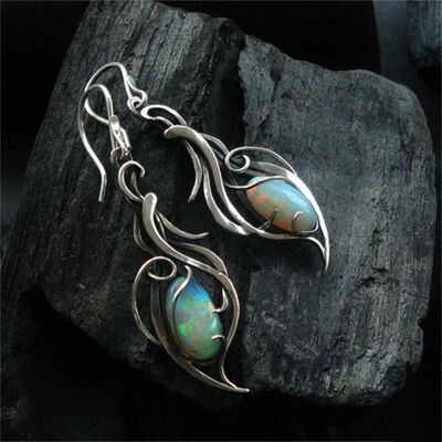 Elegant Oval Flower Green Stone Earrings for Women Silver Co