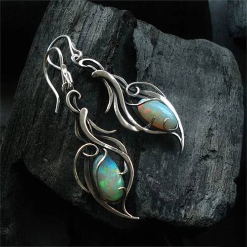 Elegant Oval Flower Green Stone Earrings for Women Silver Co