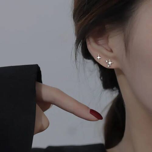 Fashion Silver Gold Color Star Stud Earrings for Women Girl