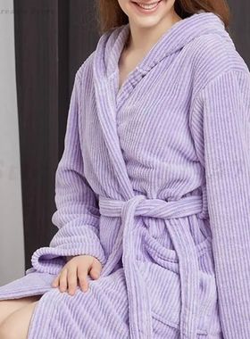 Coral Fleece Bath Robe Kimono Soft Absorbent Yukata Flannel