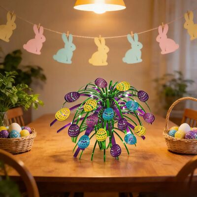 Colorful Easter Egg Bouquet Glitter Egg Tinsel Table Decor f