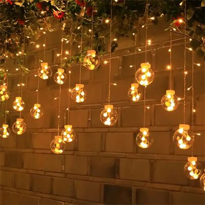 1PC 12-Ball Warm White Wishing Globe Lights,Battery Powered(