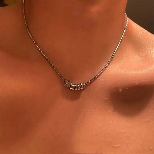 Unisex Cold Style Titanium Steel Necklace, Rotating Cylinder