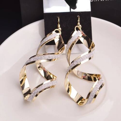 Fashion Punk Gold Silver Color Metal Spiral Earrings For Wom