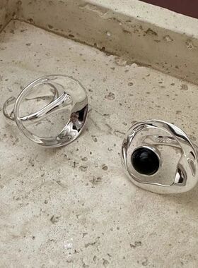 2025 New Silver Color Minimalist Hollow Out Irregular Wide R
