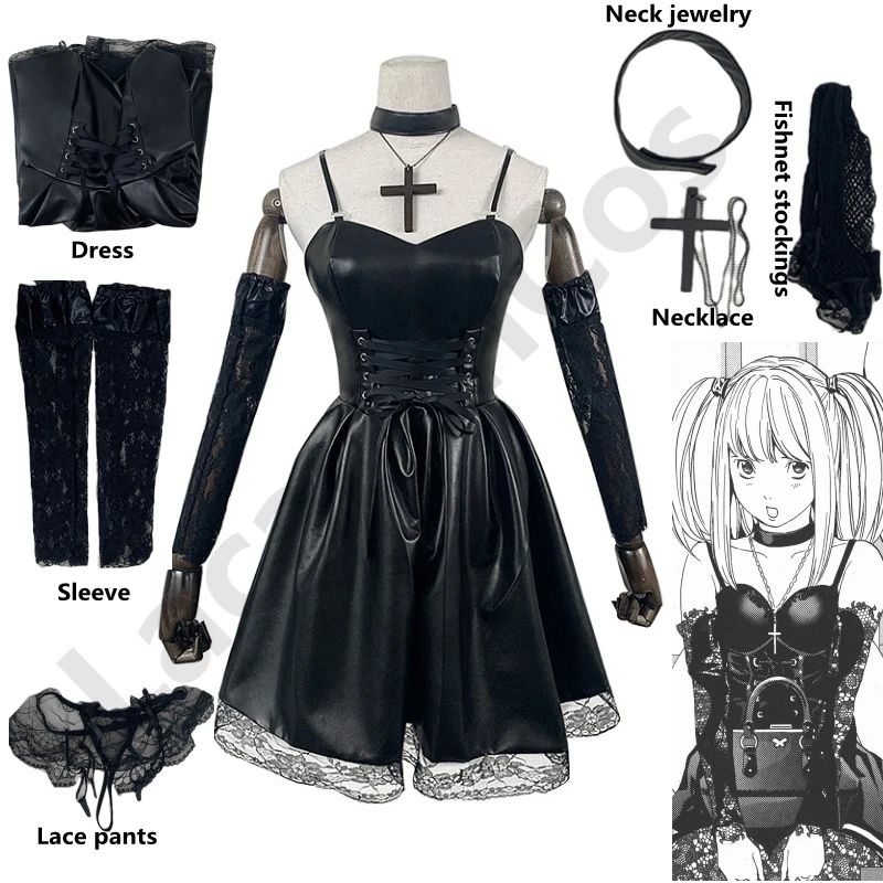 Death Note Cosplay Costume Misa Amane Imitation Leather Sexy