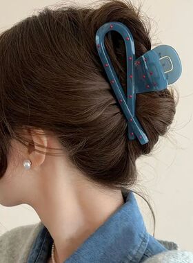 Blue Polka Dot Hair Claws for Women Vintage Hair Clip Shark