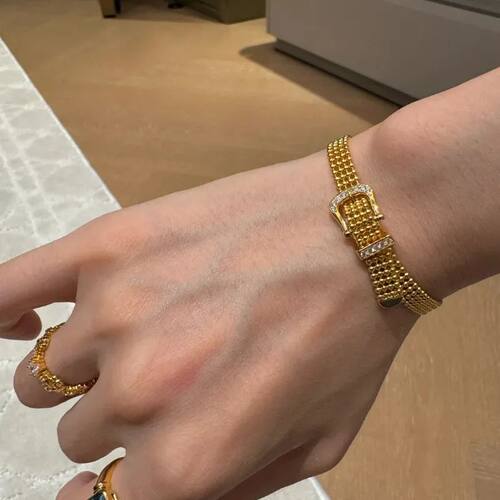 Light luxury Rhinestone Belt Buckle Mesh Chain Bracelet for