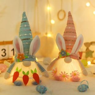 Easter Decorations Cartoon Couple Figurines Creative LED Car