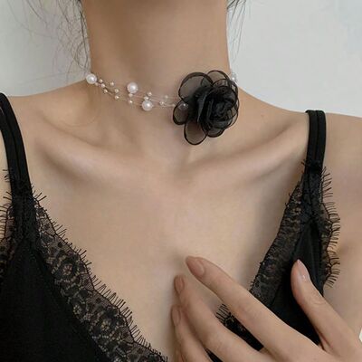 Camellia Necklace Women Neck Tie Accessories Collar Rose Jew