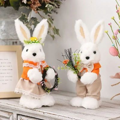 Easter Plush Rabbit Decorations Cute Easter Bunny Figurine O