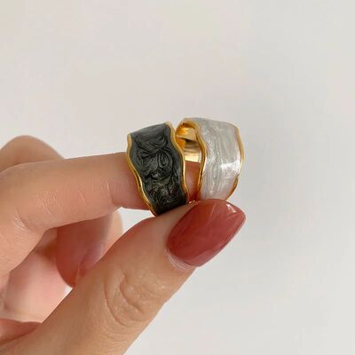 Fashion Enamel Wide Ring for Women Men Punk Multicolor Adjus