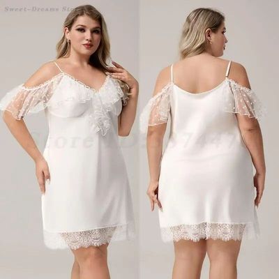 Oversize 5XL Female Nightgown Sexy Lace Suspender Lingerie N