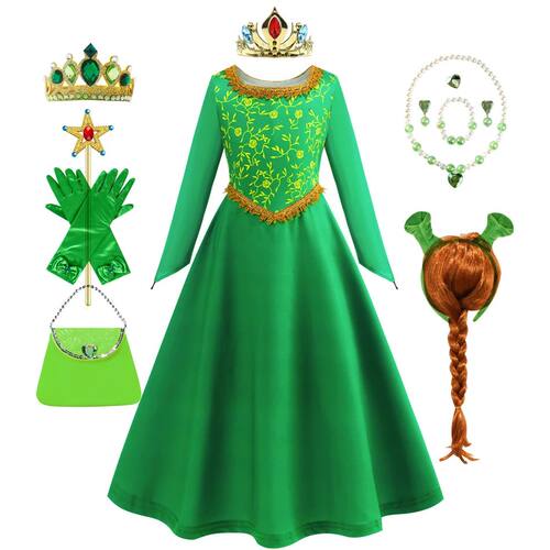 Fiona Costume Kids Princess Green Fancy Dress Shrek Costume