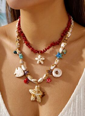 Vacation Style Bohemia Irregular Stone Choker for Women Colo