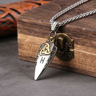 Norse Mythology Odin's Spear Necklace Men Stainless Steel Gu