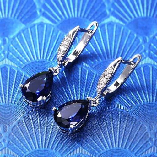 New Copper Women Drop Earrings Blue Droplet Like Dangle Earr