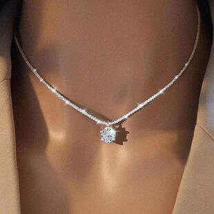 White Moissanite Solitaire Pendant 925 Silver Sparkling Clav