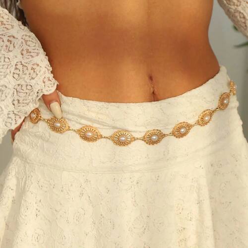 1pc Fashionable Versatile High-End Niche Pearl Waist Chain,