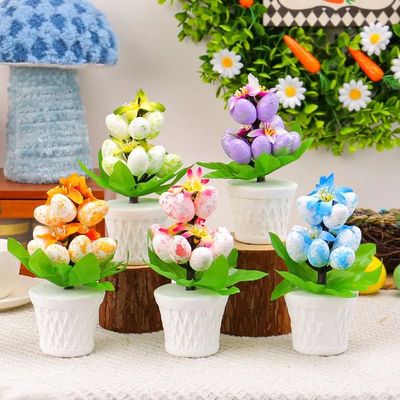 1pc Easter Egg Flower Potted Decorations, Foam Simulation Sp