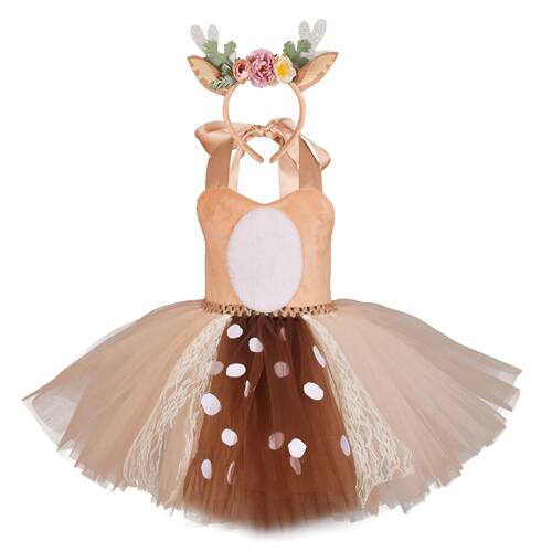 Elk Kids Dress Cute Fawn Fairy Children's Day Show Costume C