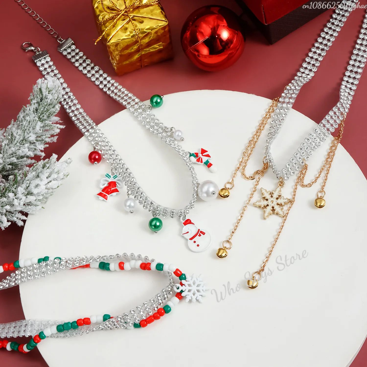 2025 Christmas necklace Santa Claus Snowman Star Christmas e