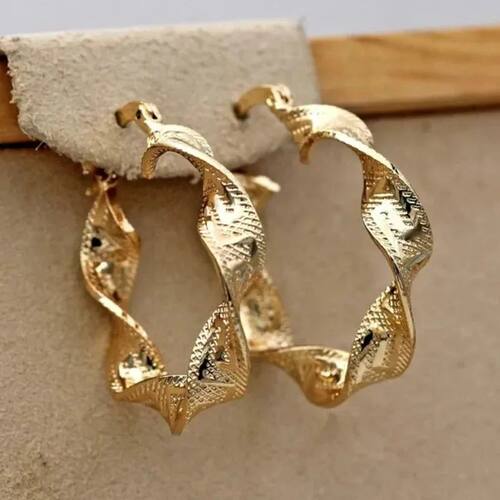 Classic Gold Color Irregular Geometry Hoops Women's Earrings