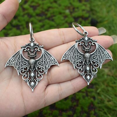 New Gothic Style Mysterious Vampire Bat Pendant Earrings Sui