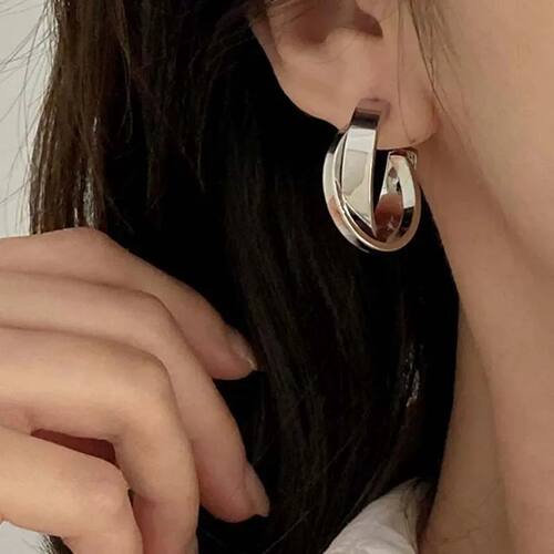 Fashion Metal Geometric Circular Hoop Earrings For Women Pun