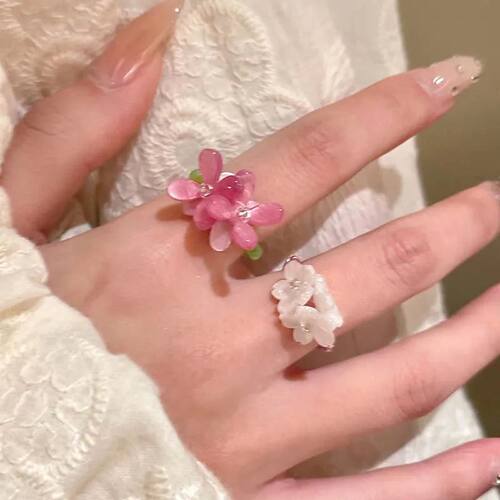 New Romantic Cute Violet Flower Ring Spring Summer Elastic B