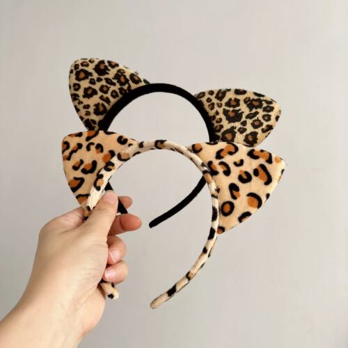 Leopard print headband plush leopard print Cat's ears (Steam