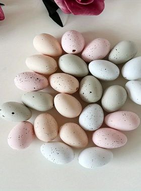 24pcs Easter Egg Decorations - Pastel Pink, White, Beige, Bl