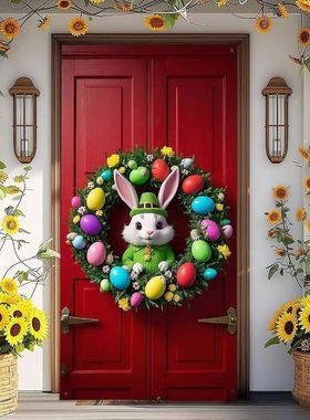 Easter Door  Door Decoration Bunny Easter Egg Wreath Design