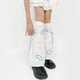 Leg Vintage Bird Cute Warmers White Blue Harajuku New 2025