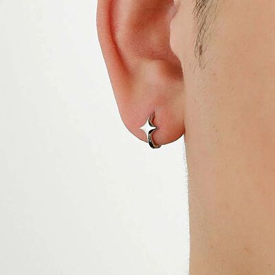 Gothic Silver Color Star Hoops Earrings For Women Men Teens